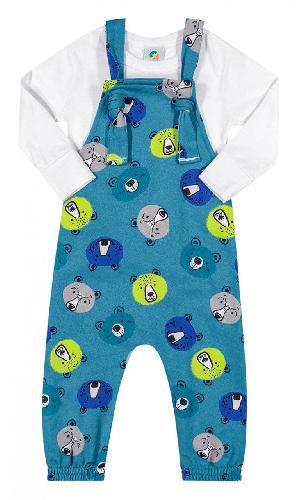 CONJ CAMISETA MANGA LONGA LISA E JARDINEIRA MOLETOM FELPADA URSOS