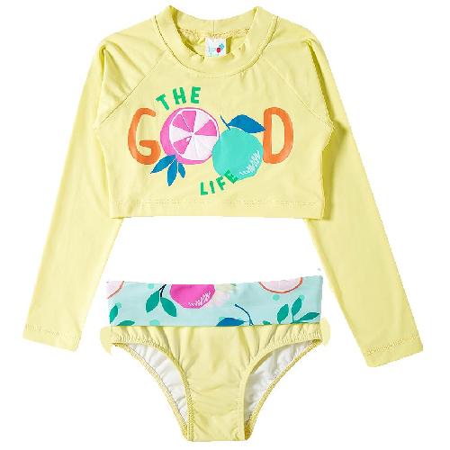 CONJ TOP MANGA LONGA FRUTAS E CALCINHA C/ PROTECAO UV